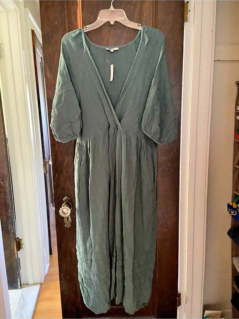 Madewell Marianna Puff-Sleeve Midi Dress Green Size Large